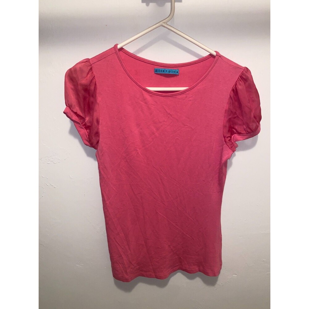Alice + Olivia Red Pink Womens XS Stretchy Top Classy Designer Business Silk